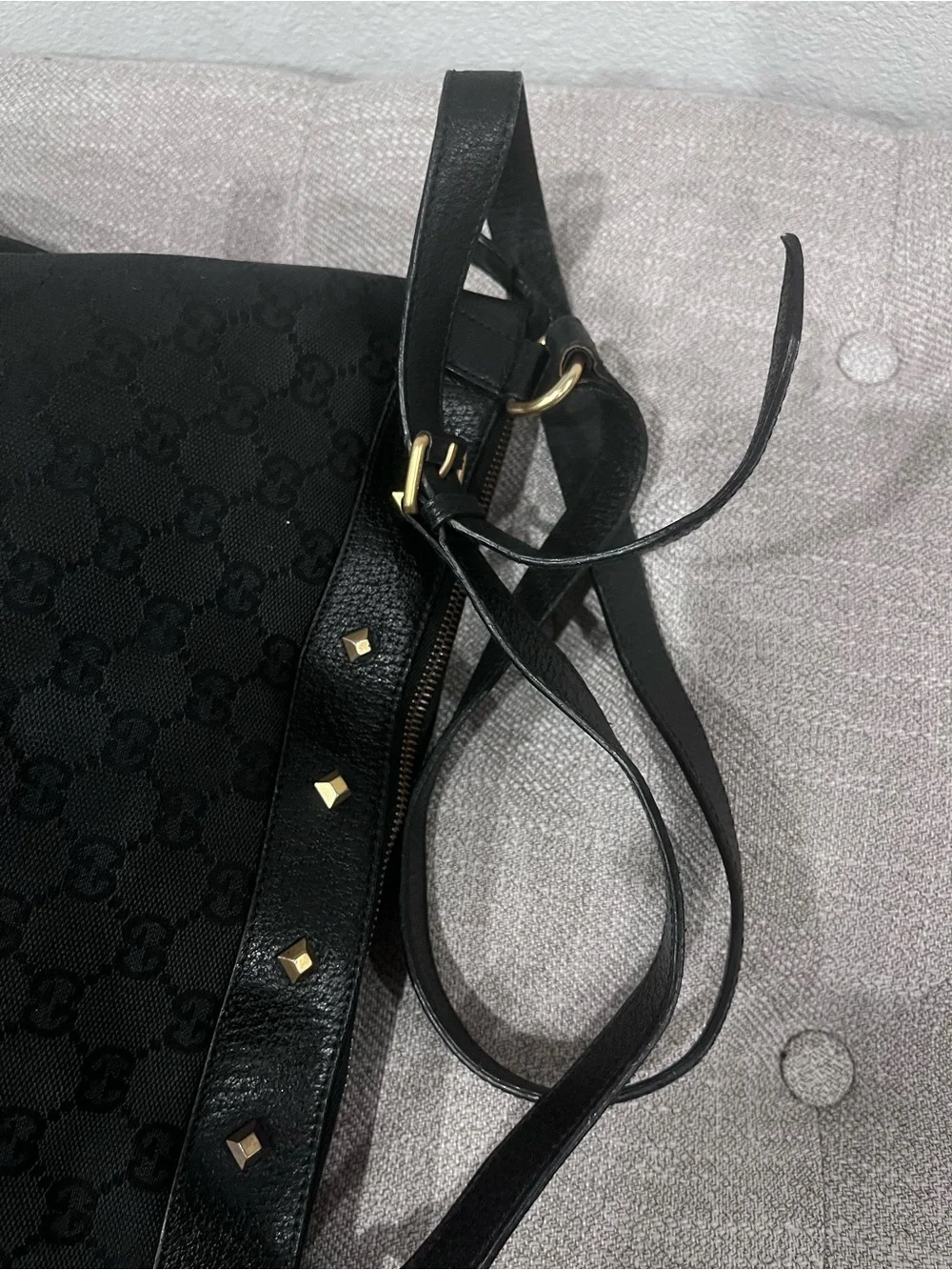 GUCCI GG CANVAS NAILHEAD CROSSBODY BAG.